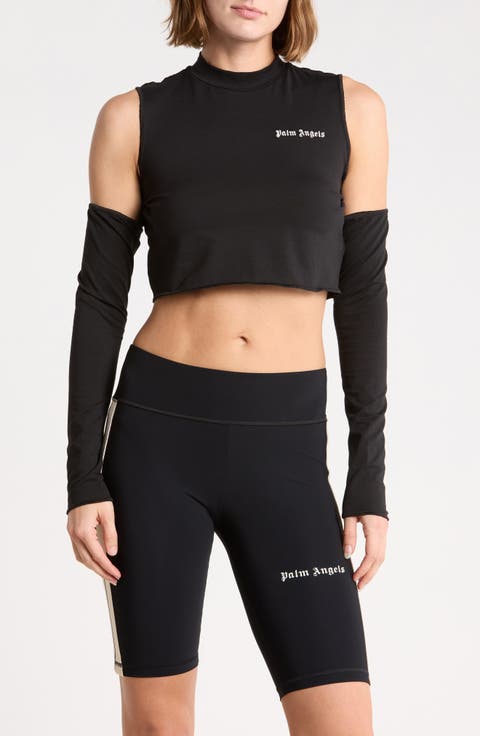 Cold Shoulder Long Sleeve Crop Top