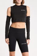 Palm Angels Cold Shoulder Long Sleeve Crop Top