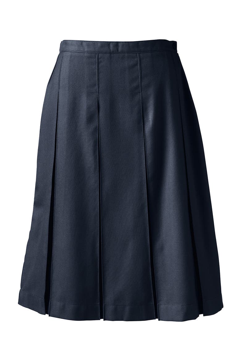 School Uniform  Solid Box Pleat Skirt Below the Knee, Alternate, color, Classic Navy