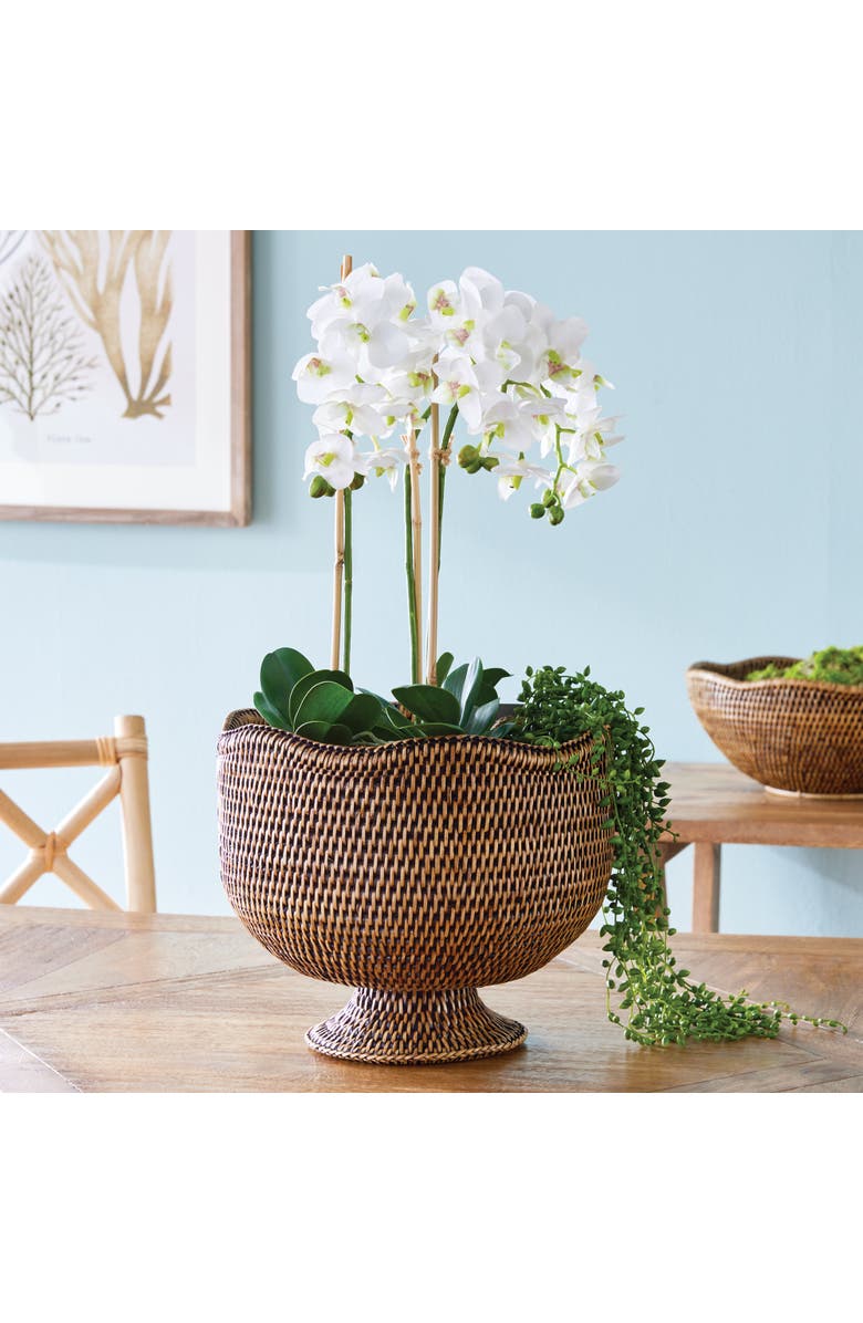 Napa Home & Garden Burma Rattan Footed Cachepot Planter, Alternate, color, Brown