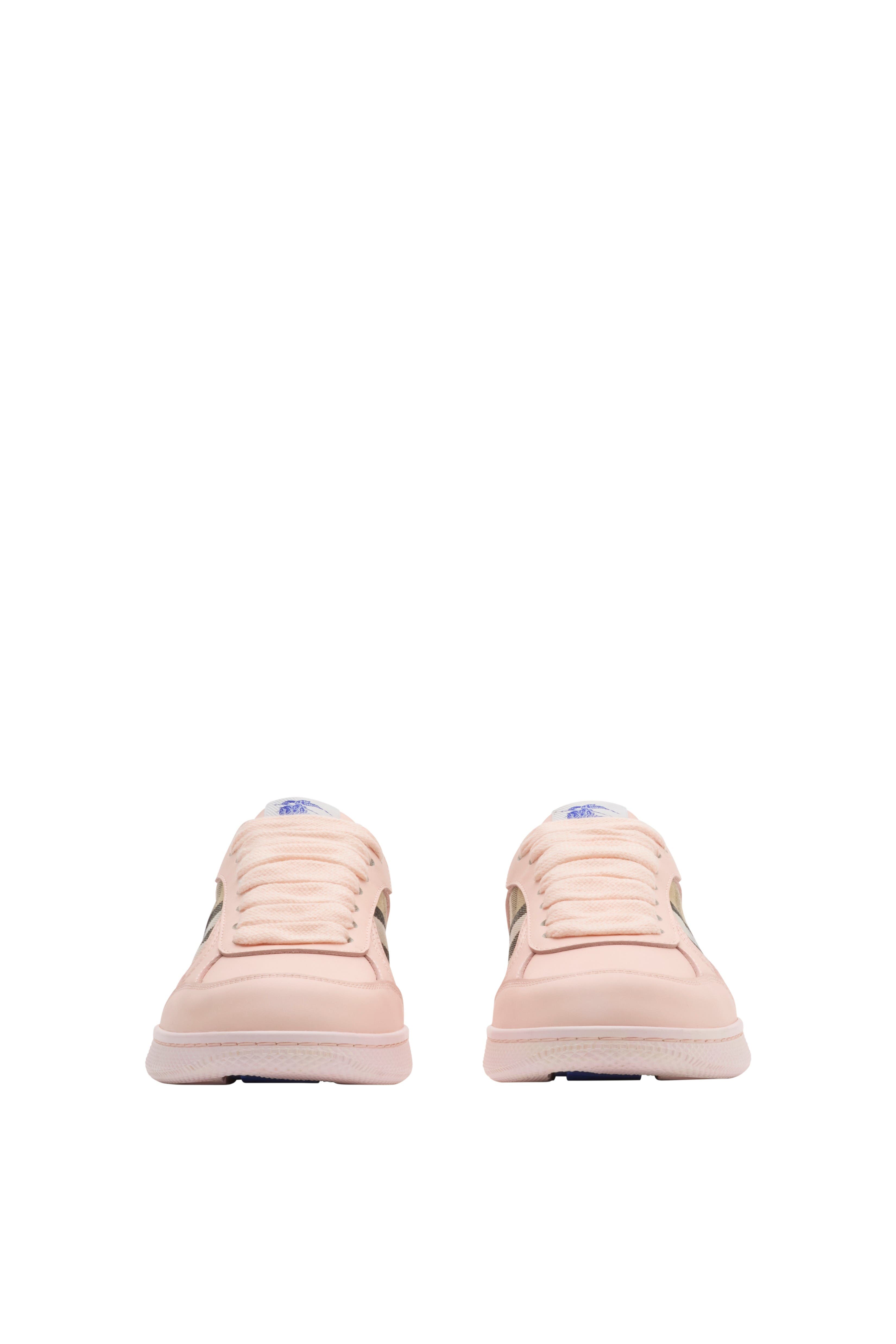 Burberry Leather and Check Terrace Sneakers, Alternate, color, Flora/Sand