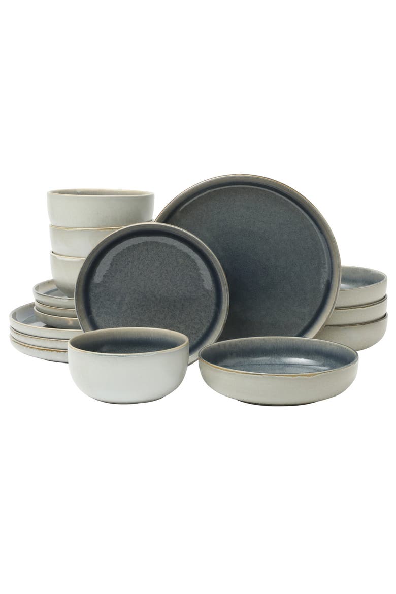 Sunveil Plates and Bowls Reactive Glaze Round Dishes Stoneware Ceramic Dinnerware Set, Main, color, Blue