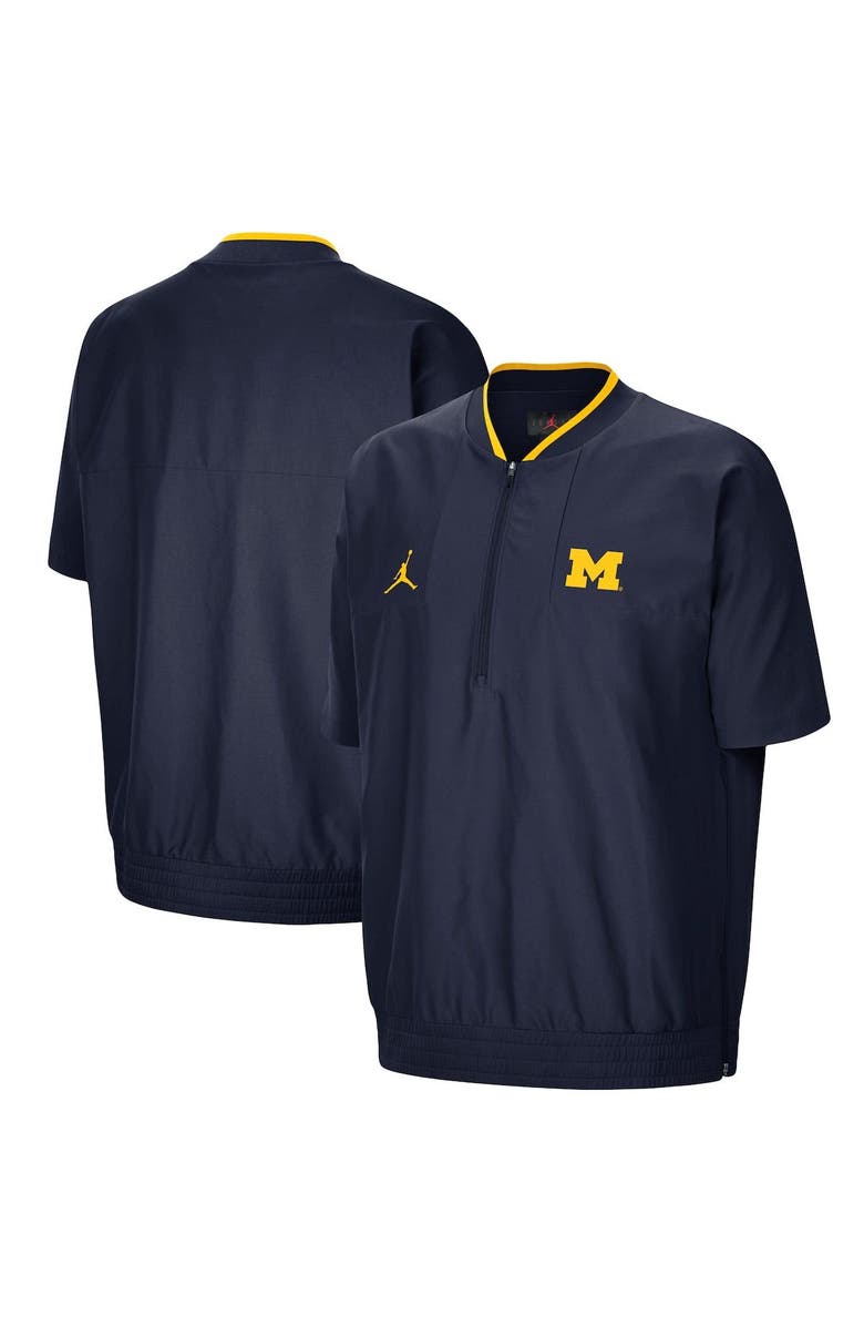 Jordan Brand Men's Jordan Brand Navy Michigan Wolverines 2021 Coaches Short Sleeve Quarter-Zip Jacket, Main, color, Navy