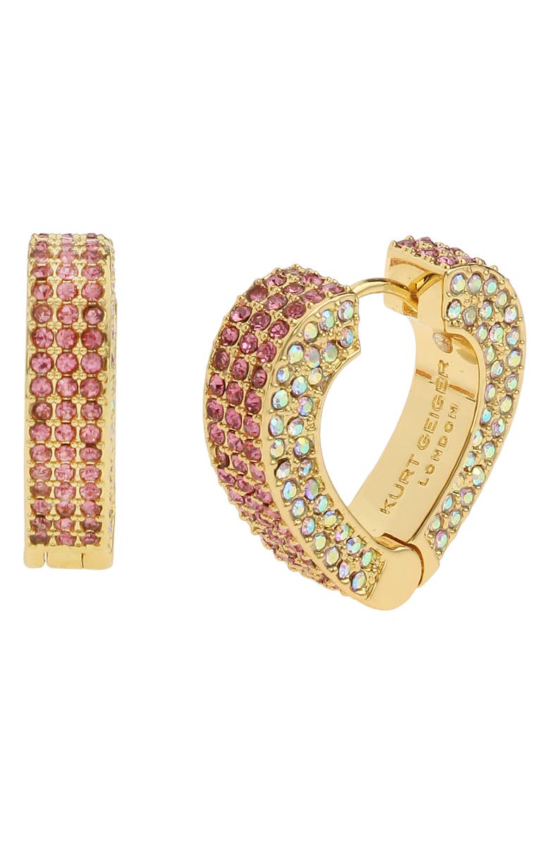 Kurt Geiger London Pavé Heart Huggie Earrings, Alternate, color,
