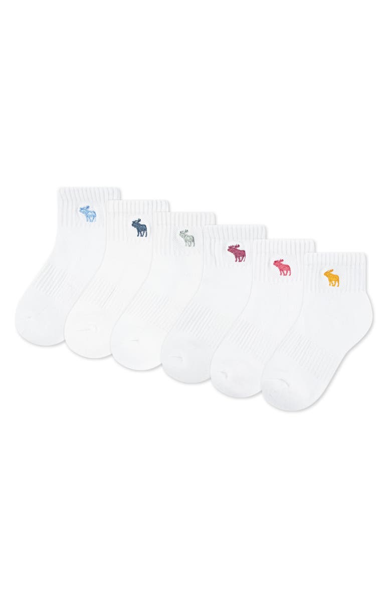 abercrombie kids Kids' Assorted 6-Pack Ankle Socks, Main, color, Skyway