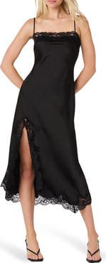 ASTR the Label Mauresa Lace Trim Satin Slipdress