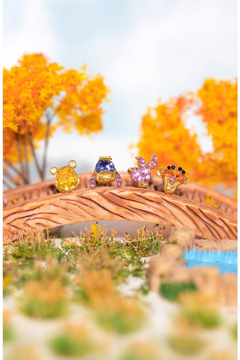 Disney Welcome to Hundred Acre Woods Set of 2 Mismatched Stud Earrings, Alternate, color, GOLD