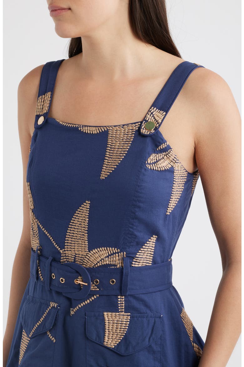 Alivia Belted Fit & Flare Minidress, Alternate, color, NAVY/ CREAM