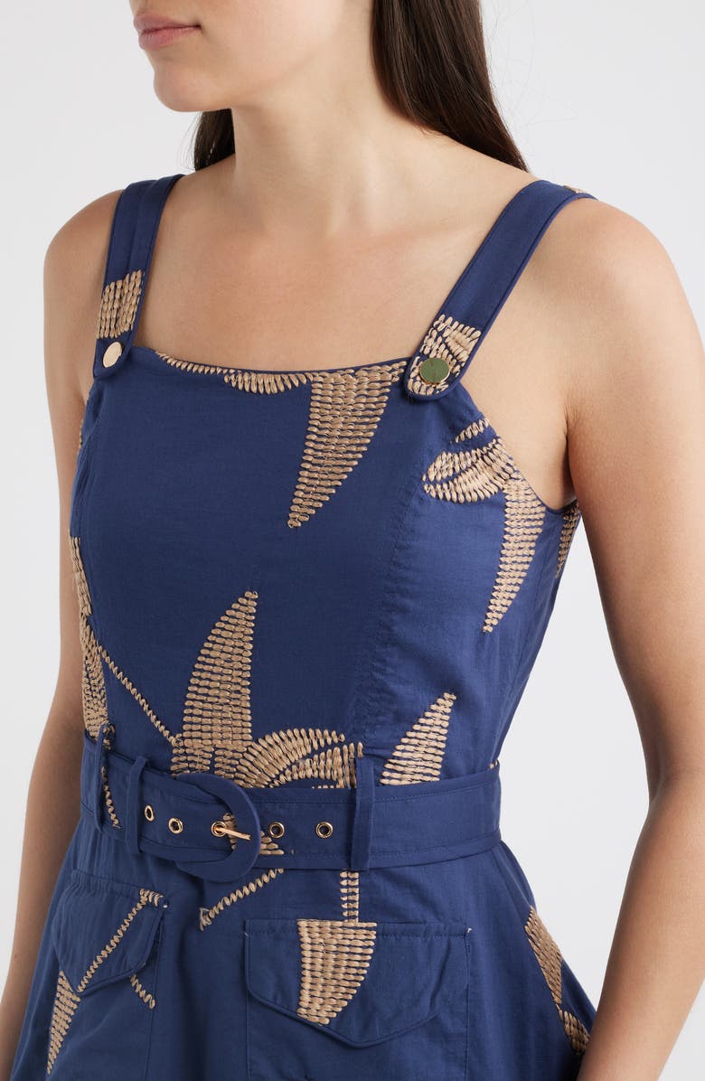 CIEBON Alivia Belted Fit & Flare Minidress, Alternate, color, Navy/ Cream
