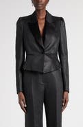 McQueen Peak Lapels Puff Sleeve Linen Jacket