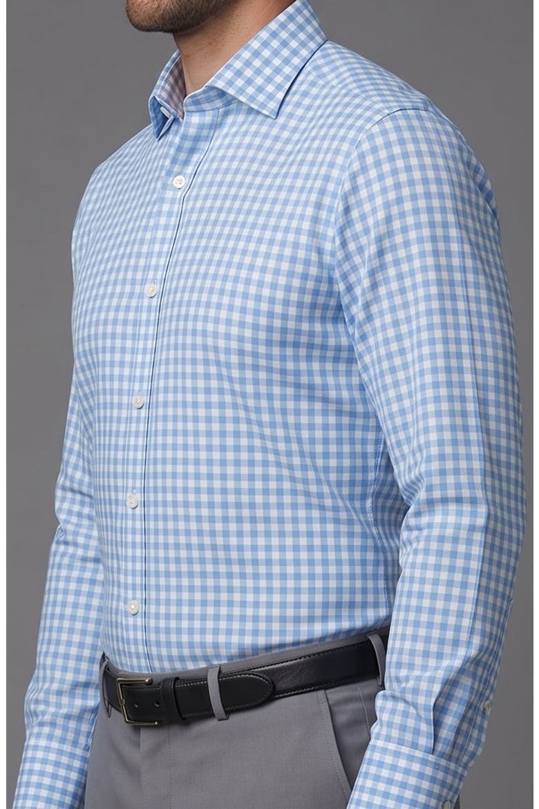 Checkered Dress Shirt, Main, color, LIGHT BLUE