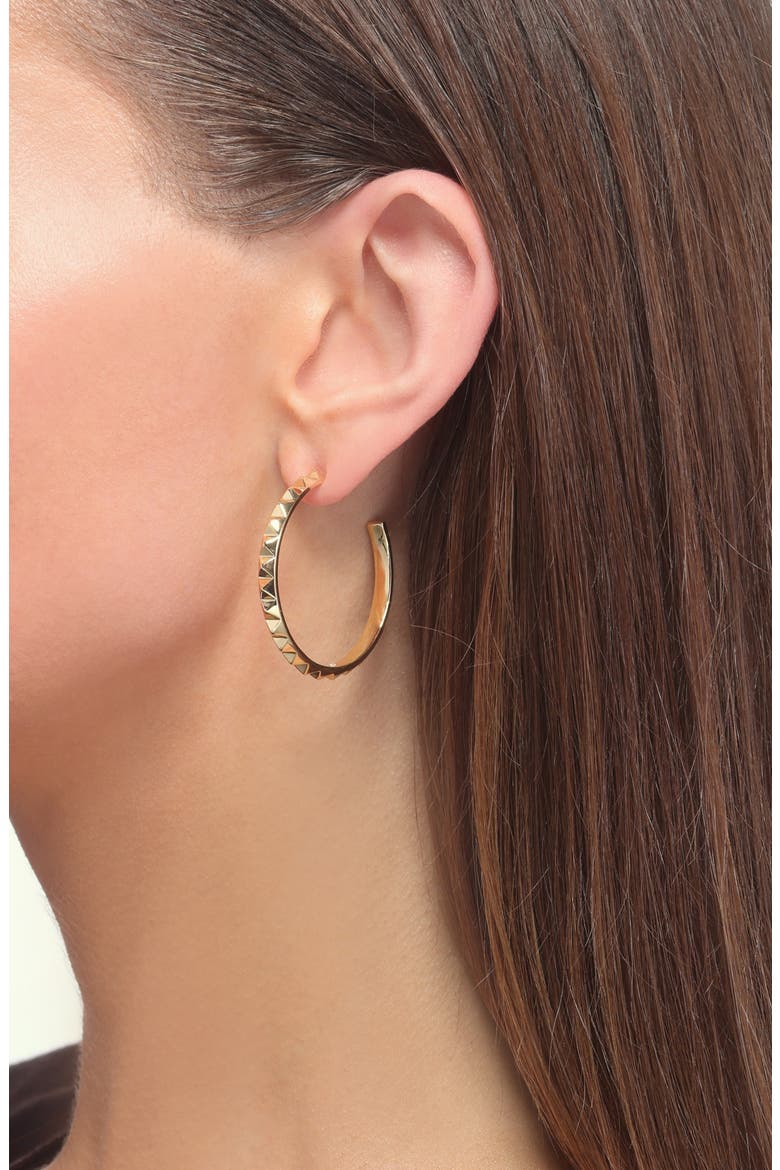 Pyramid Hoop Earrings, Alternate, color, GOLD