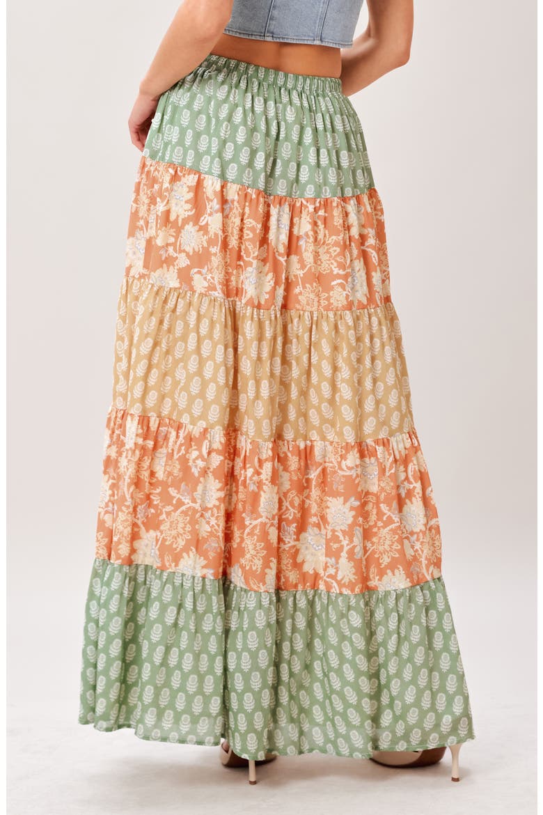 Tiered Print Maxi Skirt, Alternate, color, MULTI COLOR