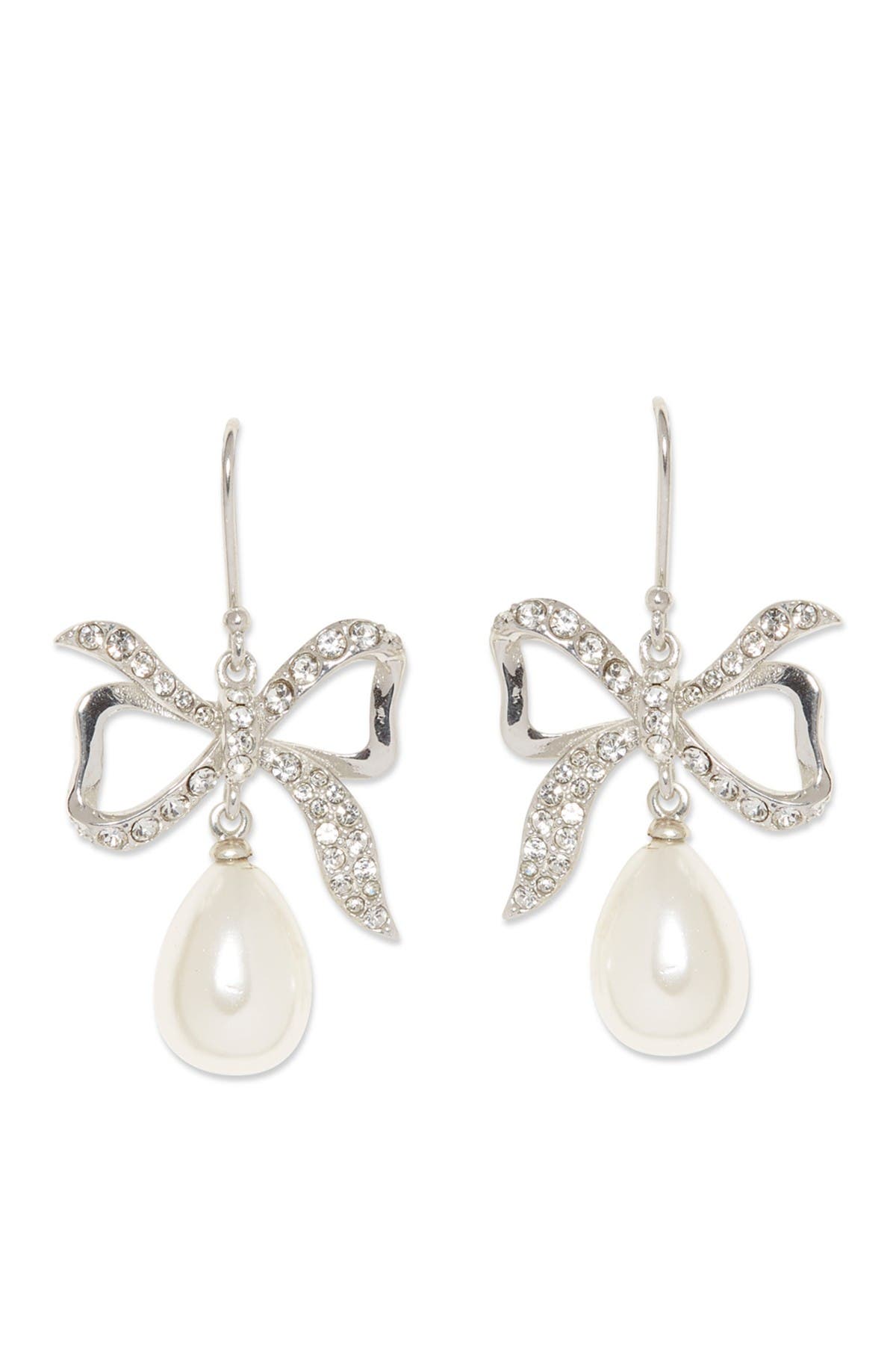 Vince Camuto Pave Crystal Boow & Glass Pearl Drop Earrings (Women ...