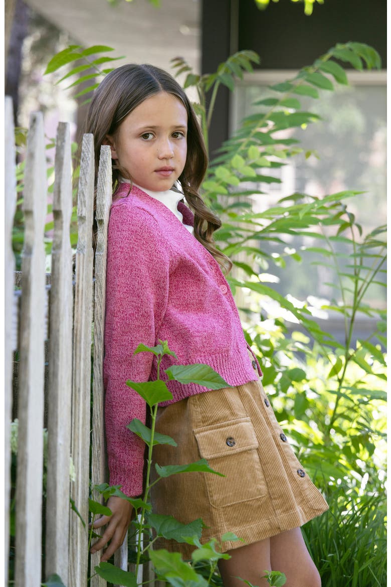 Kids' Organic Corduroy Button Front Skirt, Alternate, color, Medium Brown