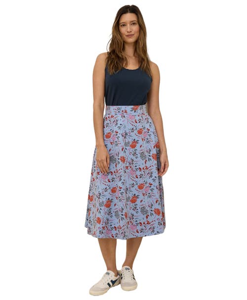 Pact Organic Cotton Fit & Flare Midi Skirt In Blue