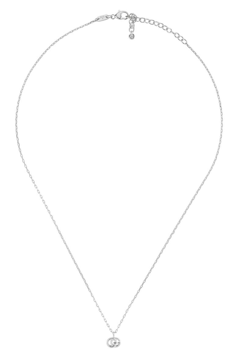 GG Running Diamond Pendant Necklace, Main, color, WHITE GOLD