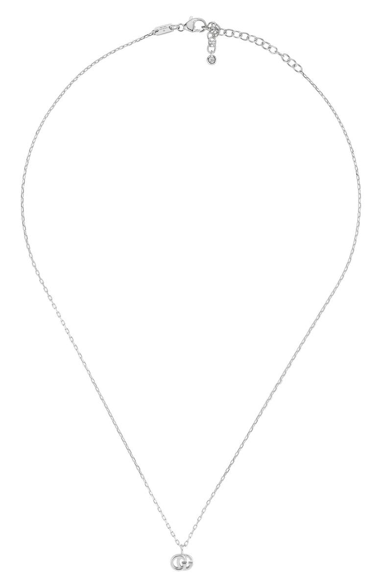 Gucci GG Running Diamond Pendant Necklace, Main, color, White Gold