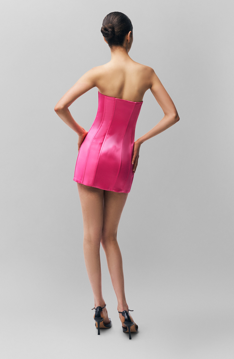 Guizio Satin Corset Dress, Alternate, color, True Pink