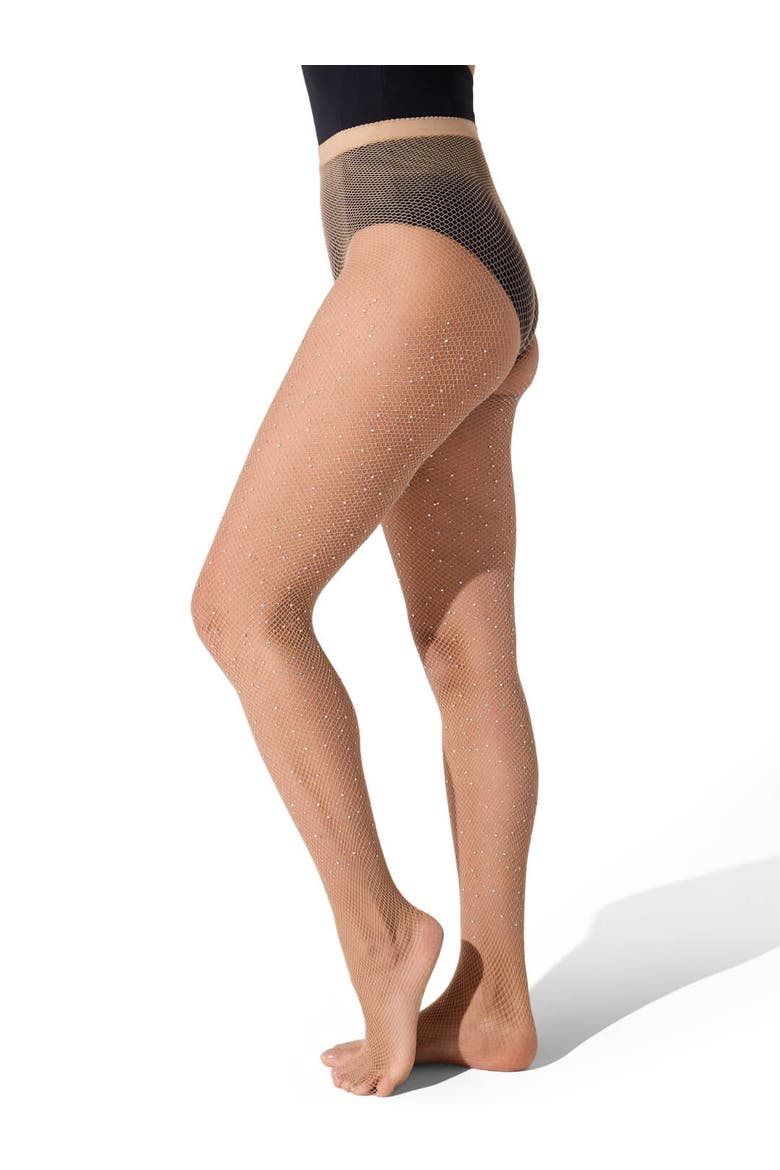 All-Over Rhinestone Fishnet Tight, Main, color, medium brown