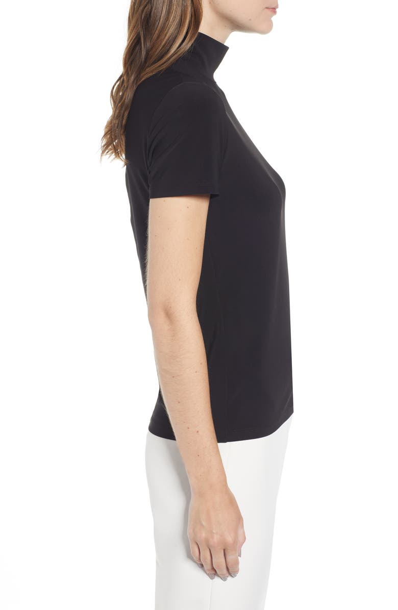 Anne Klein Short Sleeve Mock Neck Top, Alternate, color, Anne Black