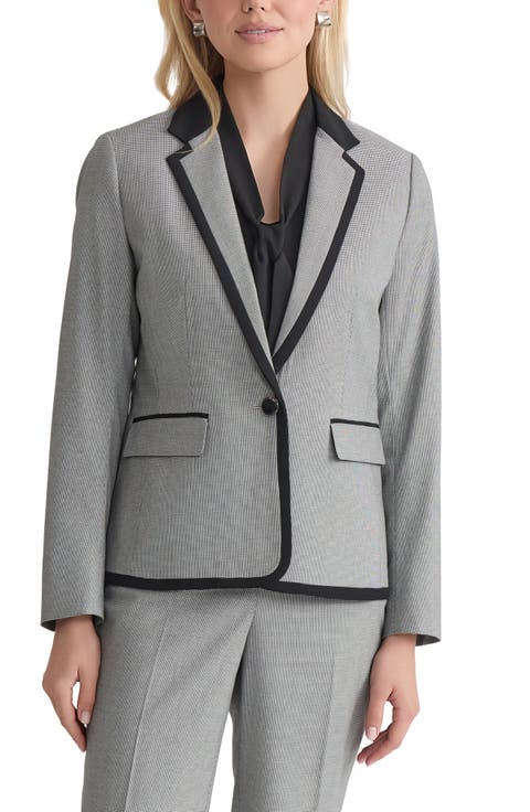 Contrast Trim Microcheck Jacket