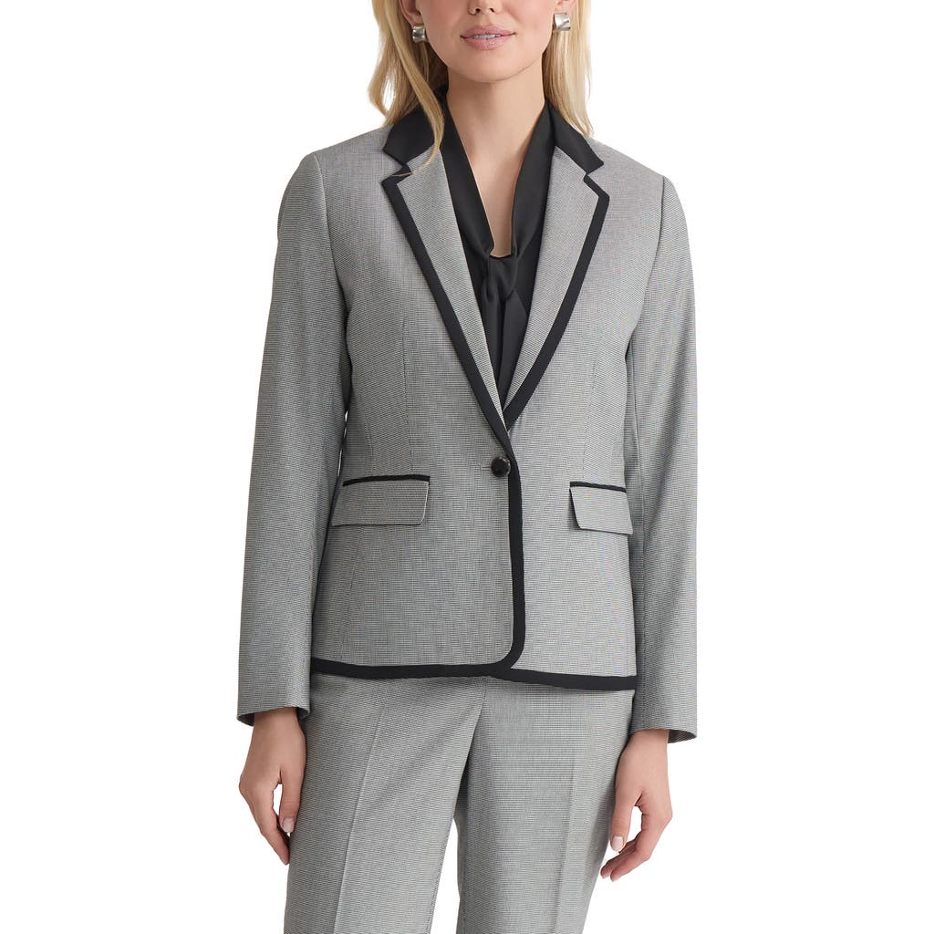 Kasper Contrast Trim Microcheck Jacket In Gray