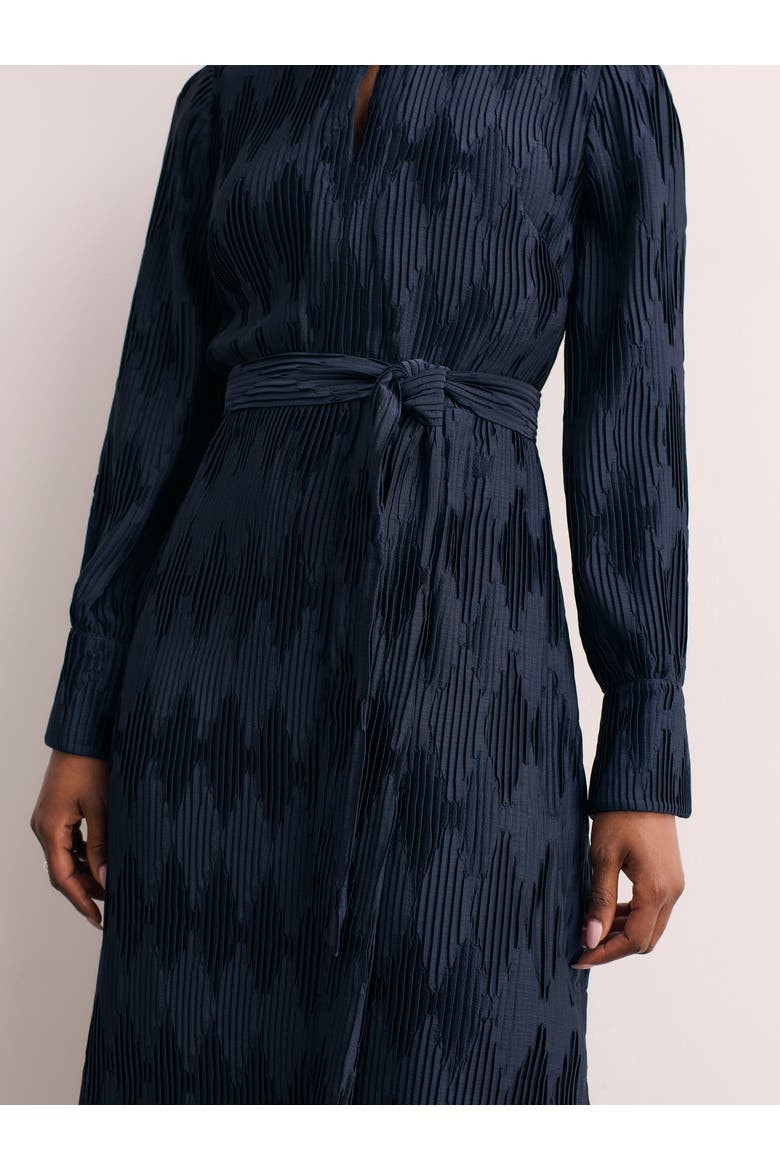 Aurellie Long Sleeve Tie Waist Dress, Alternate, color, Navy