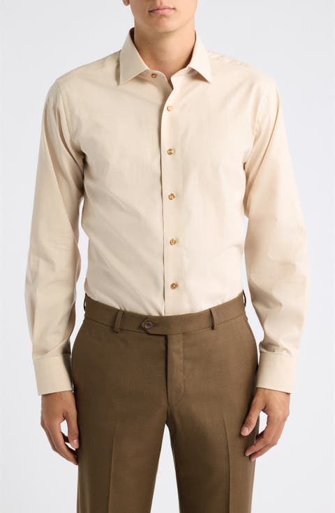 Trim Fit Plaid Cotton Dress Shirt