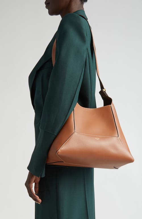 Jimmy Choo Diamond Hobo Leather Shoulder Bag In Tan/ecru/gold