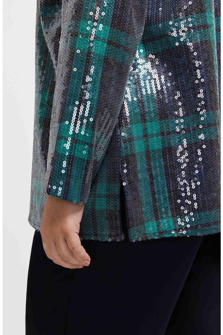 Carolina Sequin Plaid Cotton Blend Button-Up Shirt, Alternate, color, NAVY BLUE/ MULTI