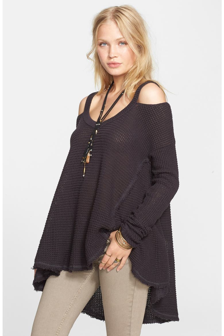 'Moonshine V' Cold Shoulder Sweater, Main, color, CHARCOAL