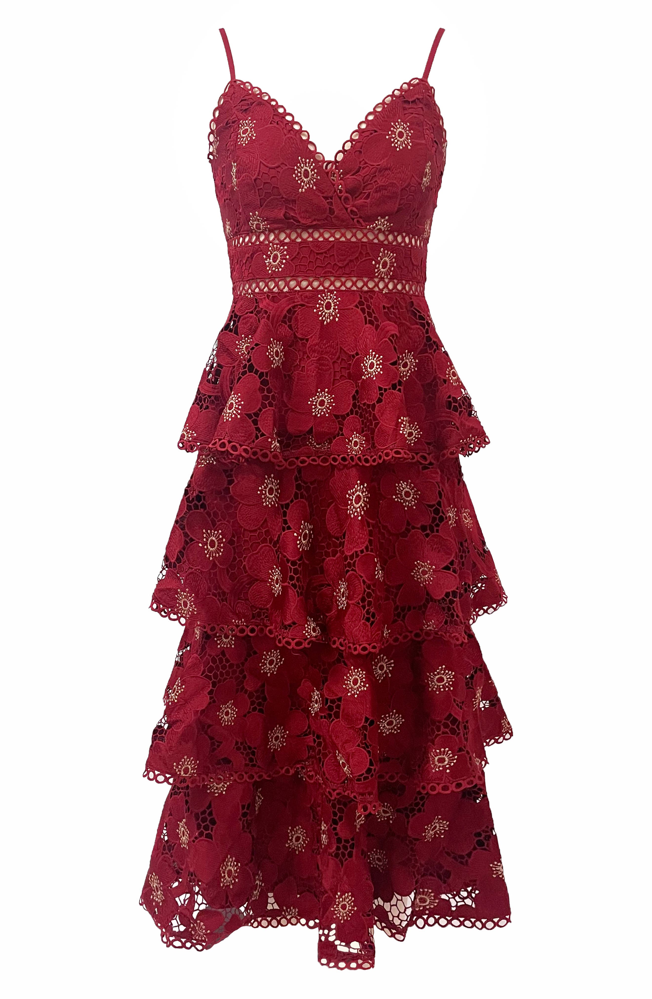 Arose Studio Eartha Eyelet Embroidery Midi Dress