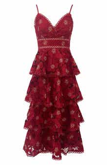 Arose Studio Eartha Eyelet Embroidery Midi Dress