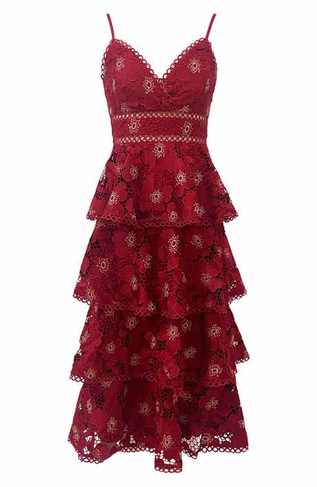 Arose Studio Eartha Eyelet Embroidery Midi Dress