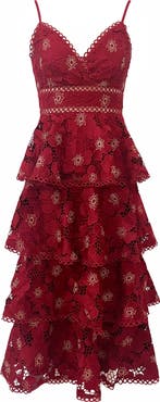 Arose Studio Eartha Eyelet Embroidery Midi Dress