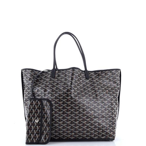 Pre-owned Goyard  Goyard Anjou Reversible Tote Coated Canvas Gm In Black