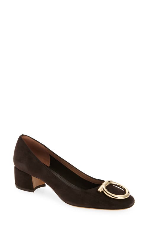 Ferragamo Mara Gancio Block Heel Pump In Brown
