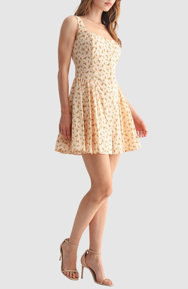 Lush Button Detail Fit & Flare Minidress, Alternate, color, Cream Orange