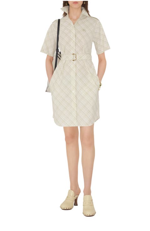 Check Cotton Shirt Dress