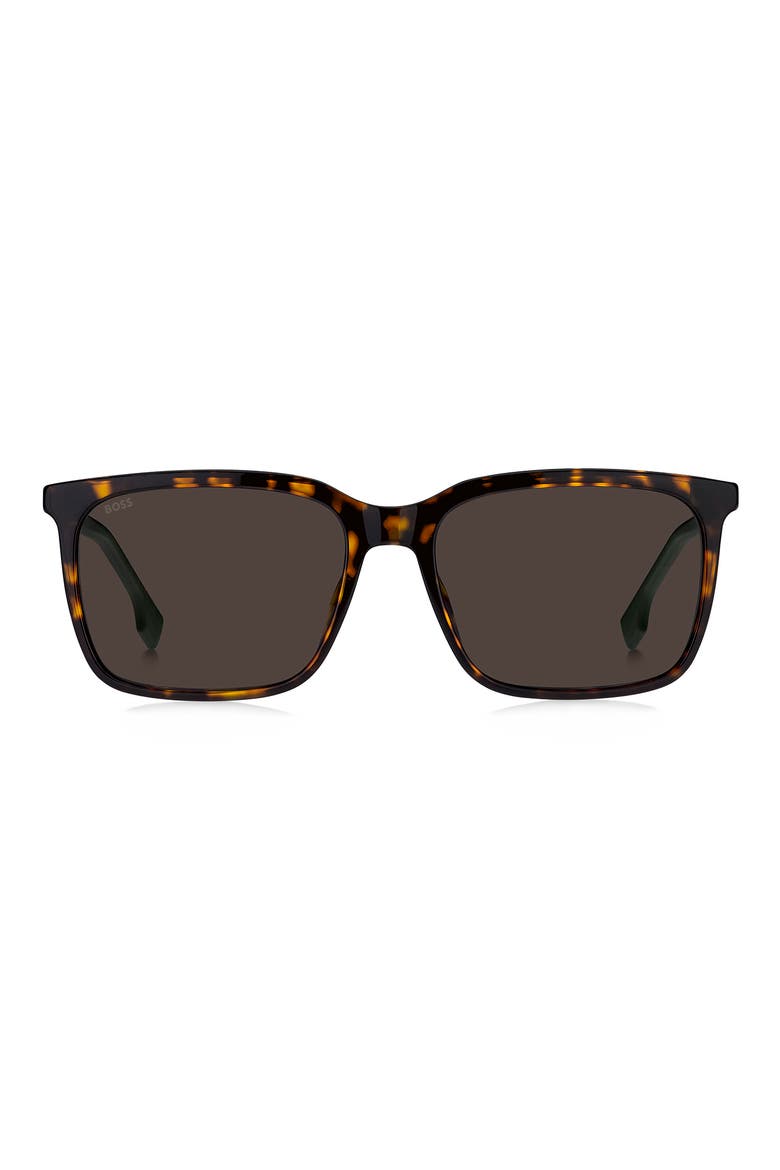 57mm Rectangular Sunglasses, Main, color, HAVANA GREEN