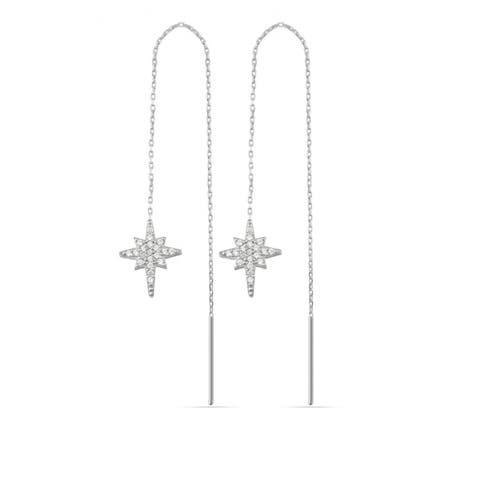 Northernstar Starbust Sterling Silver Chain Drop Earrings