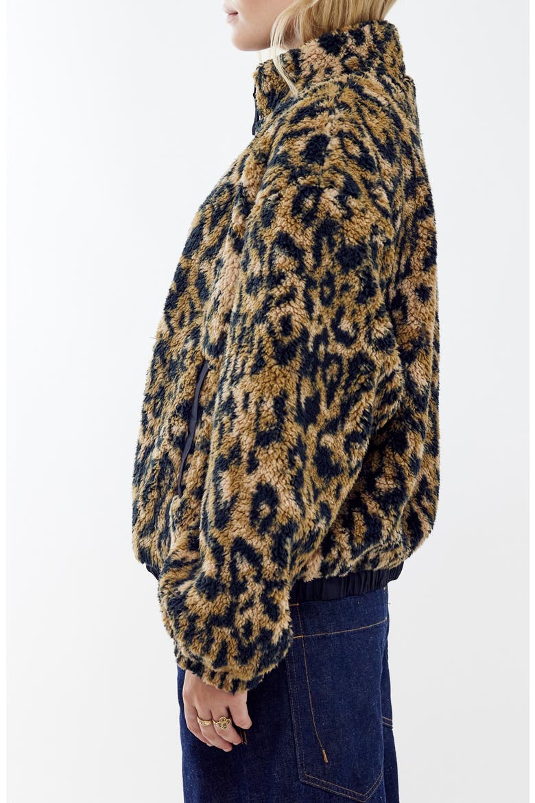 Print Fleece Boxy Jacket, Alternate, color, LEOPARD