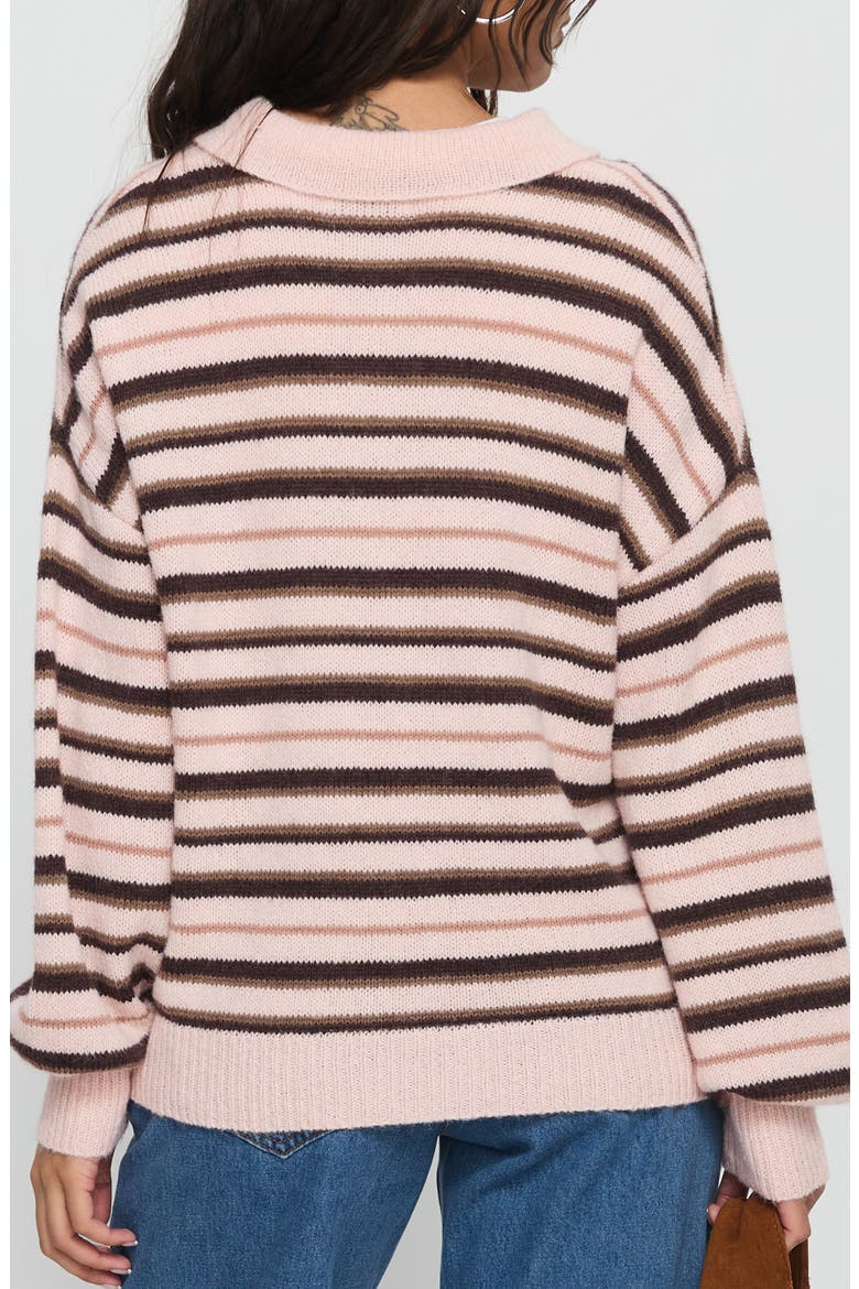Jeanny Collared Stripe Sweater, Alternate, color, BROWN / PINK STRIPE