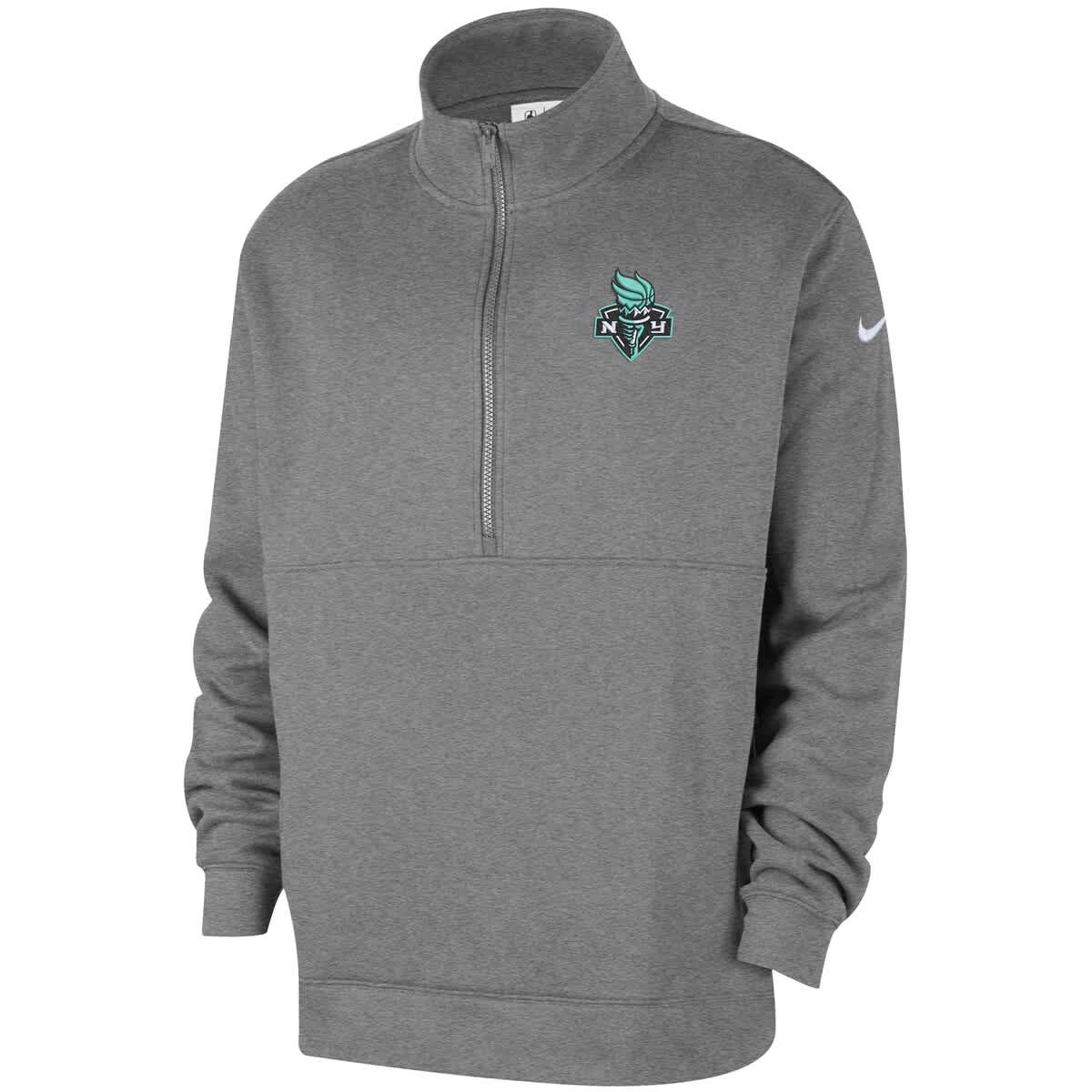 Men'sNike  Heather Gray New York Liberty React Club Half-Zip Pullover - image 2
