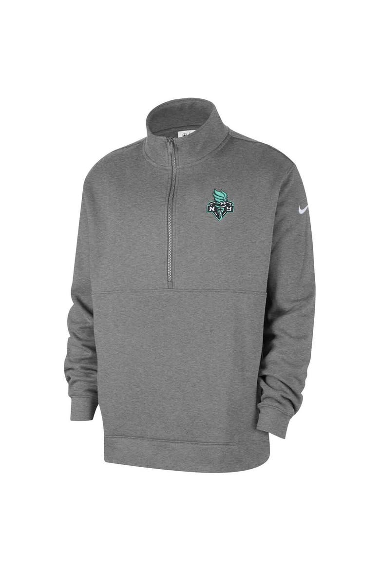 Men's Nike  Heather Gray New York Liberty React Club Half-Zip Pullover, Alternate, color, Heather Gray