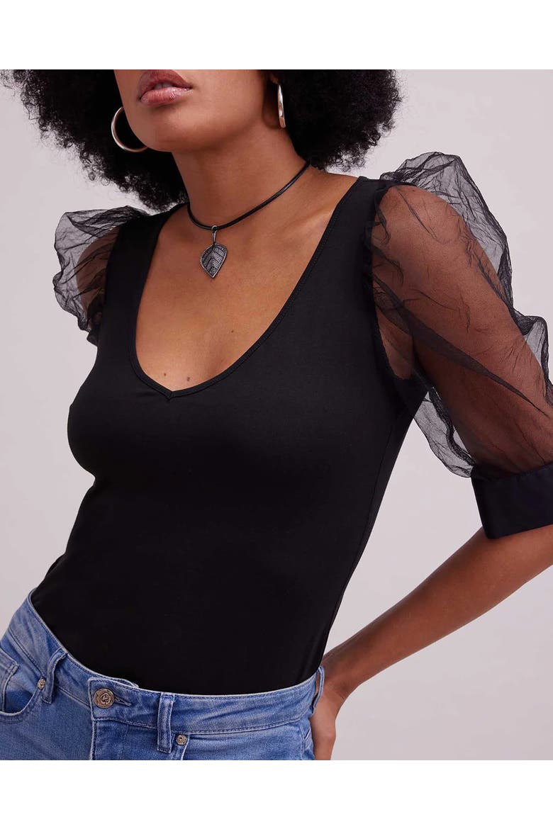 Aerial V-Neck Top, Alternate, color, Black