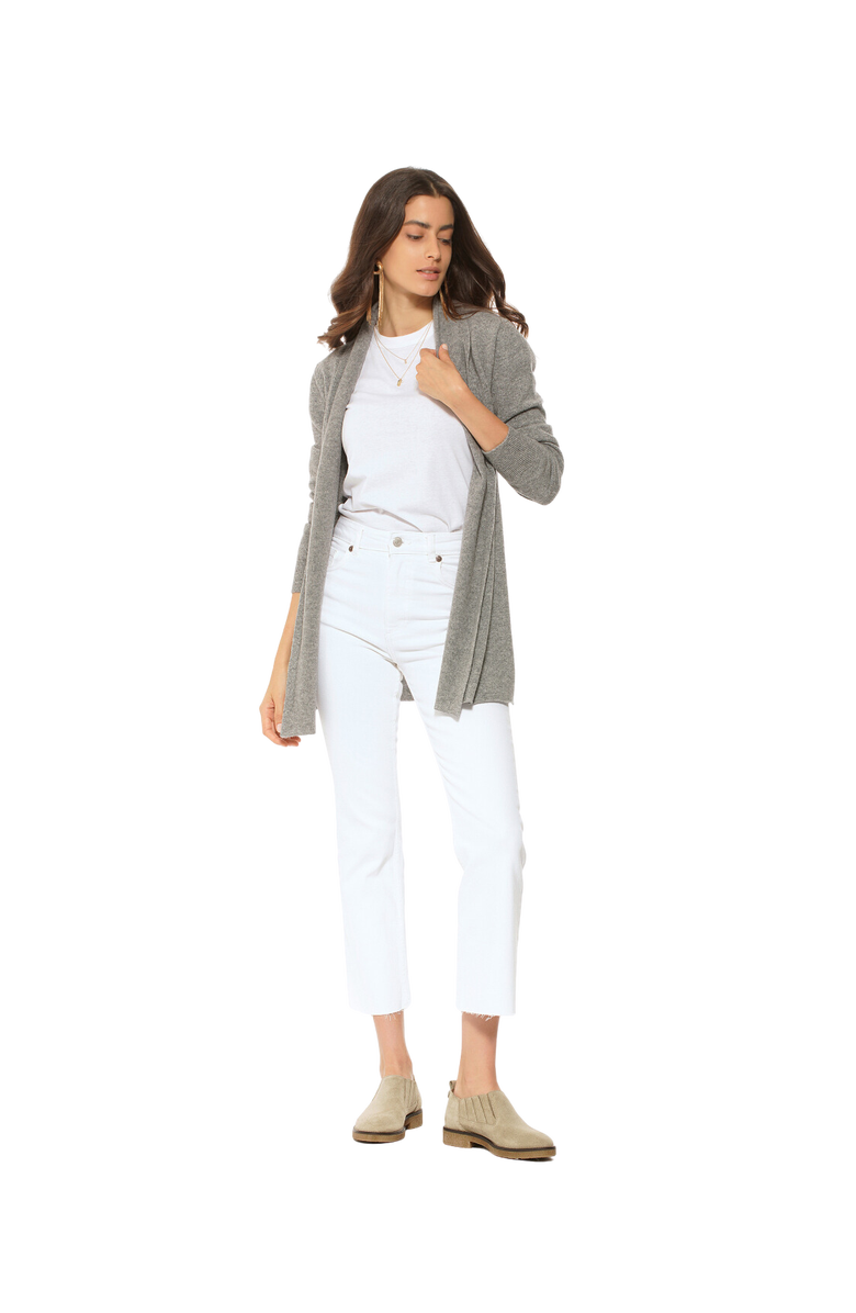 Monticelli Cashmere Long Open Front Pure Cashmere Cardigan, Alternate, color, Medium Grey