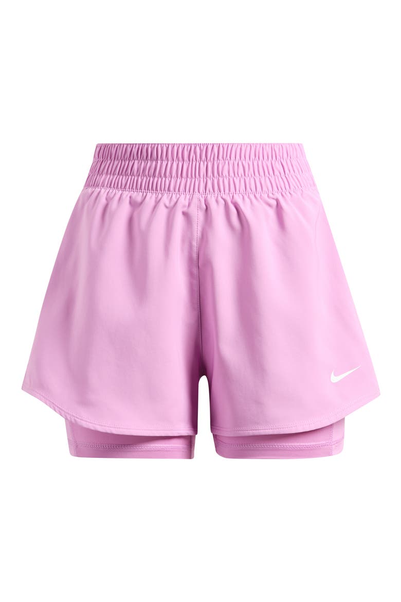 One Dri-FIT High-Waisted 3-Inch 2-in-1 Shorts, Alternate, color, LIGHT MAGENTA/WHITE