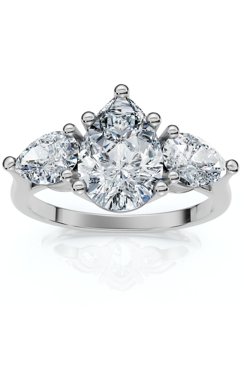 2Ct TW Pear Shape Three Stone Diamond Engagement Ring in 14k Gold Lab Grown, Main, color, 14k White Gold